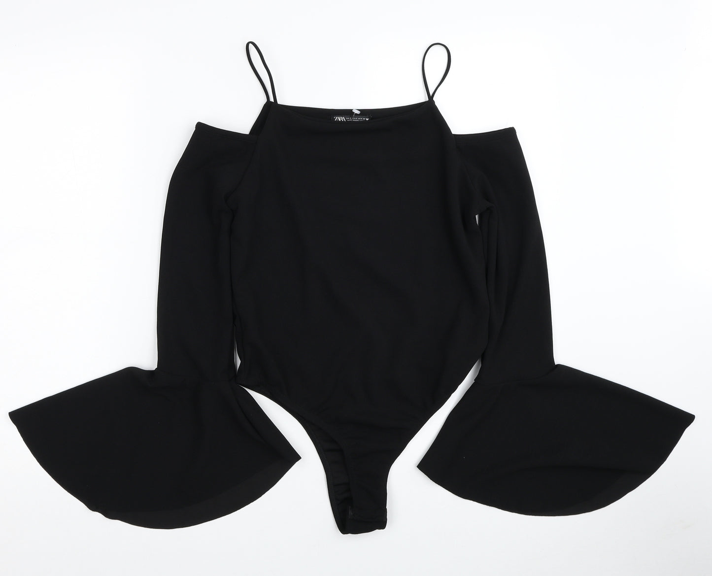 Zara Womens Black Cotton Bodysuit One-Piece Size L Snap