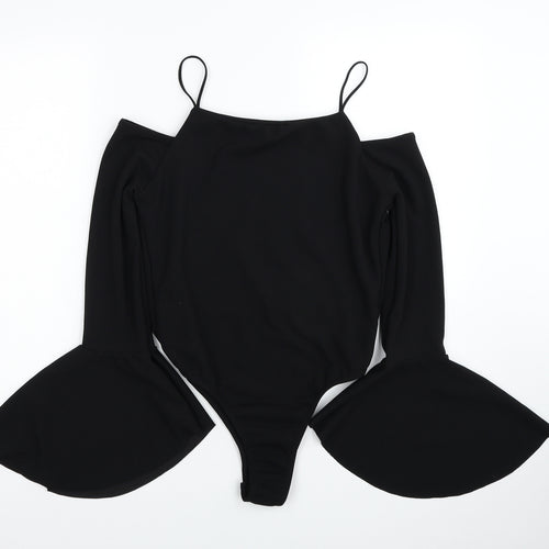 Zara Womens Black Cotton Bodysuit One-Piece Size L Snap