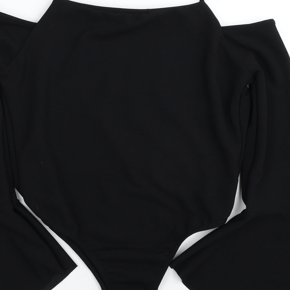 Zara Womens Black Cotton Bodysuit One-Piece Size L Snap