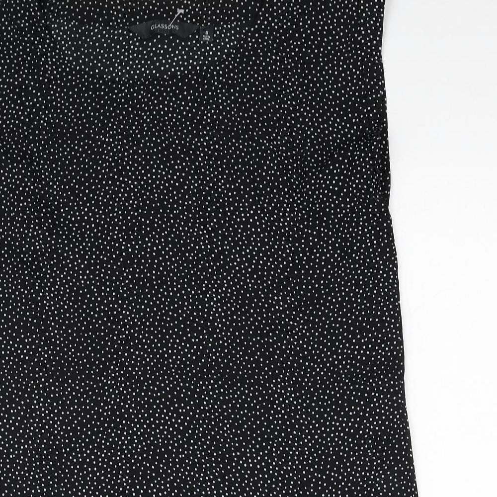 Glassons Womens Black Geometric Polyester Basic Blouse Size 6 Round Neck