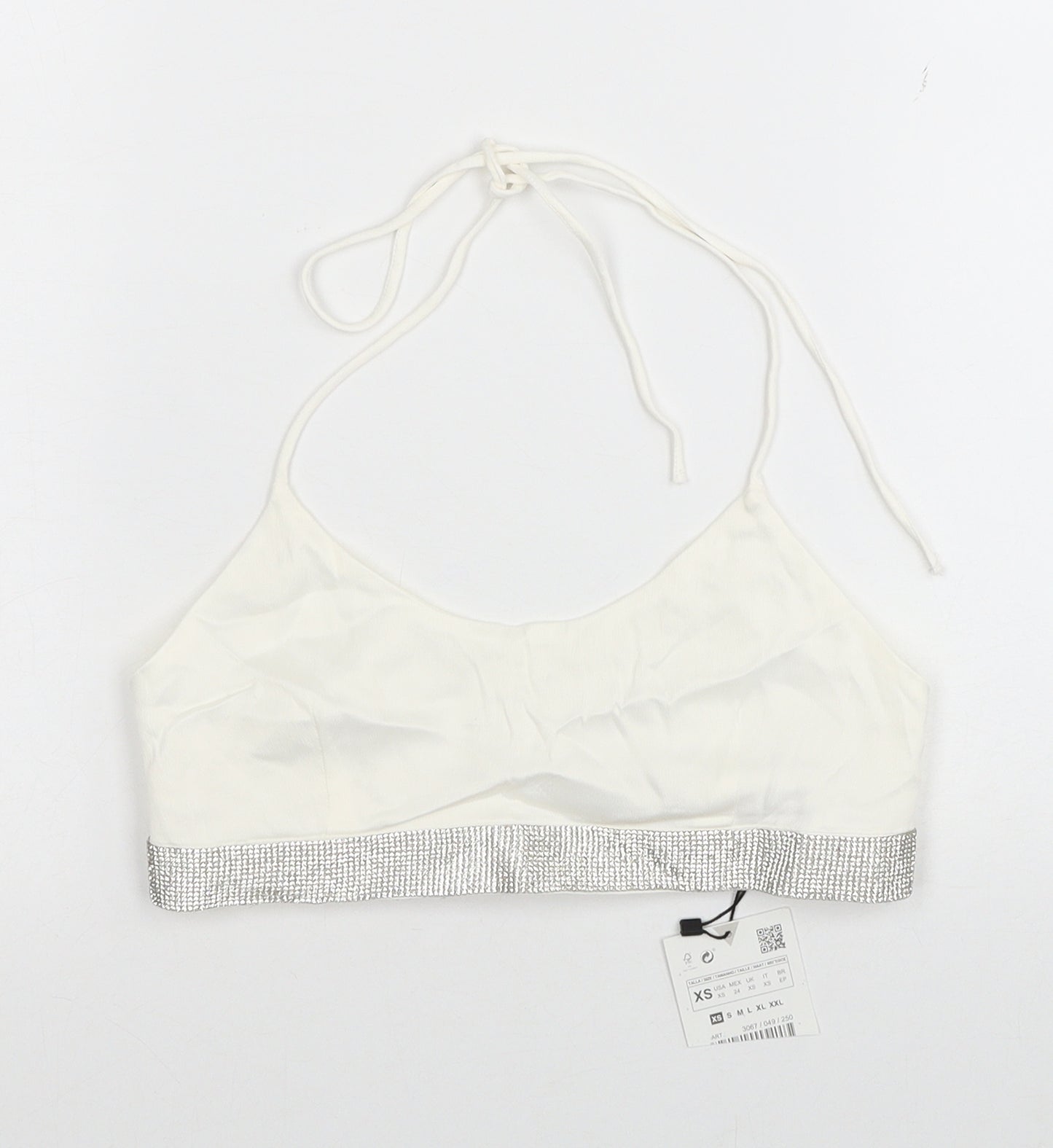Zara Womens White Polyester Cropped Tank Size XS Halter