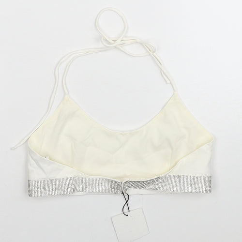 Zara Womens White Polyester Cropped Tank Size XS Halter