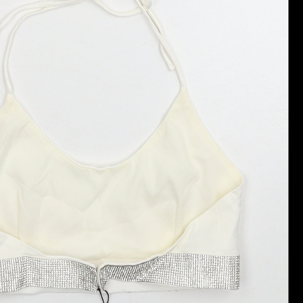 Zara Womens White Polyester Cropped Tank Size XS Halter