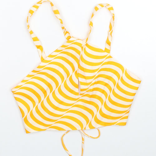 Zara Womens Orange Striped Viscose Cropped Tank Size XS Halter