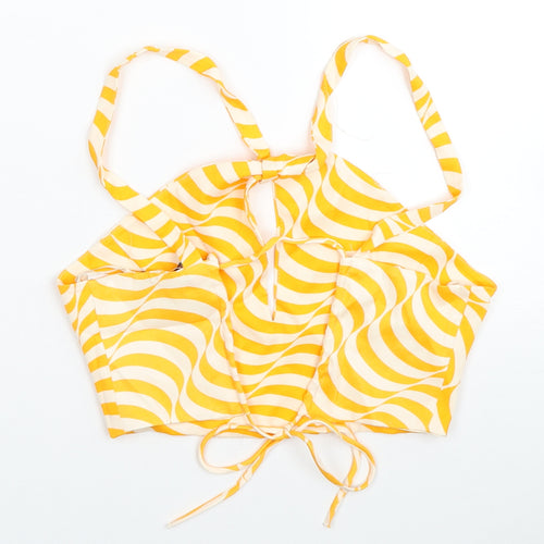 Zara Womens Orange Striped Viscose Cropped Tank Size XS Halter