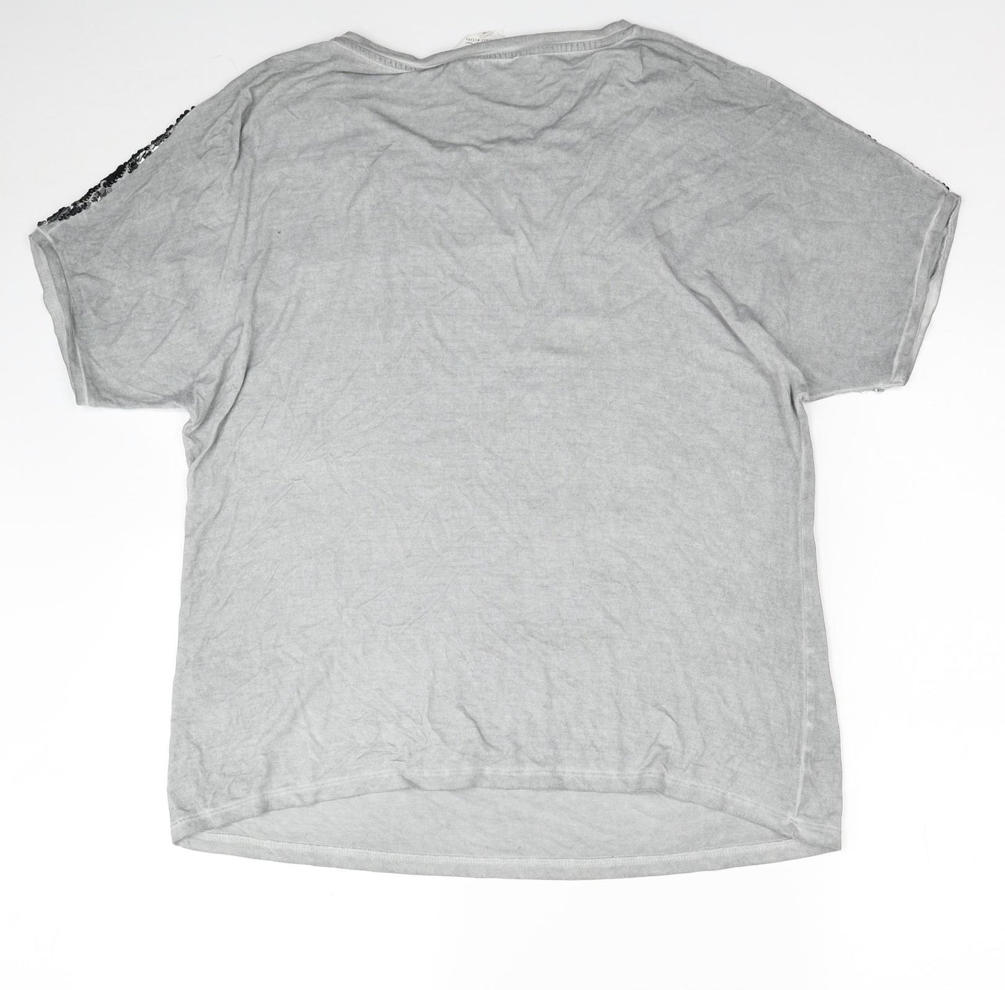 Nine Womens Grey Viscose Basic T-Shirt Size 16 Roll Neck