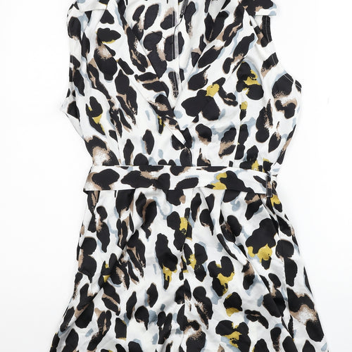PRETTYLITTLETHING Womens Multicoloured Animal Print Polyester Playsuit One-Piece Size S Pullover