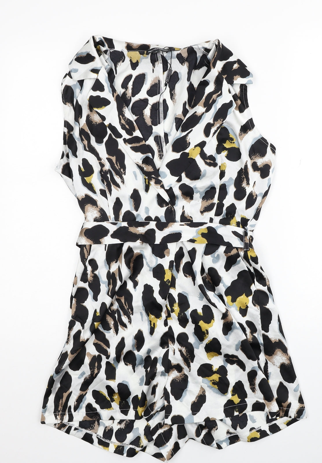 PRETTYLITTLETHING Womens Multicoloured Animal Print Polyester Playsuit One-Piece Size S Pullover