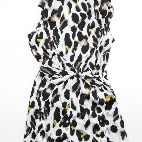 PRETTYLITTLETHING Womens Multicoloured Animal Print Polyester Playsuit One-Piece Size S Pullover