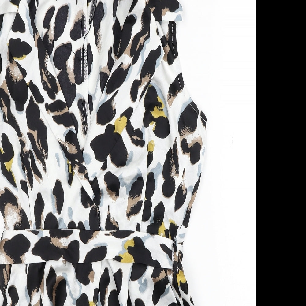 PRETTYLITTLETHING Womens Multicoloured Animal Print Polyester Playsuit One-Piece Size S Pullover