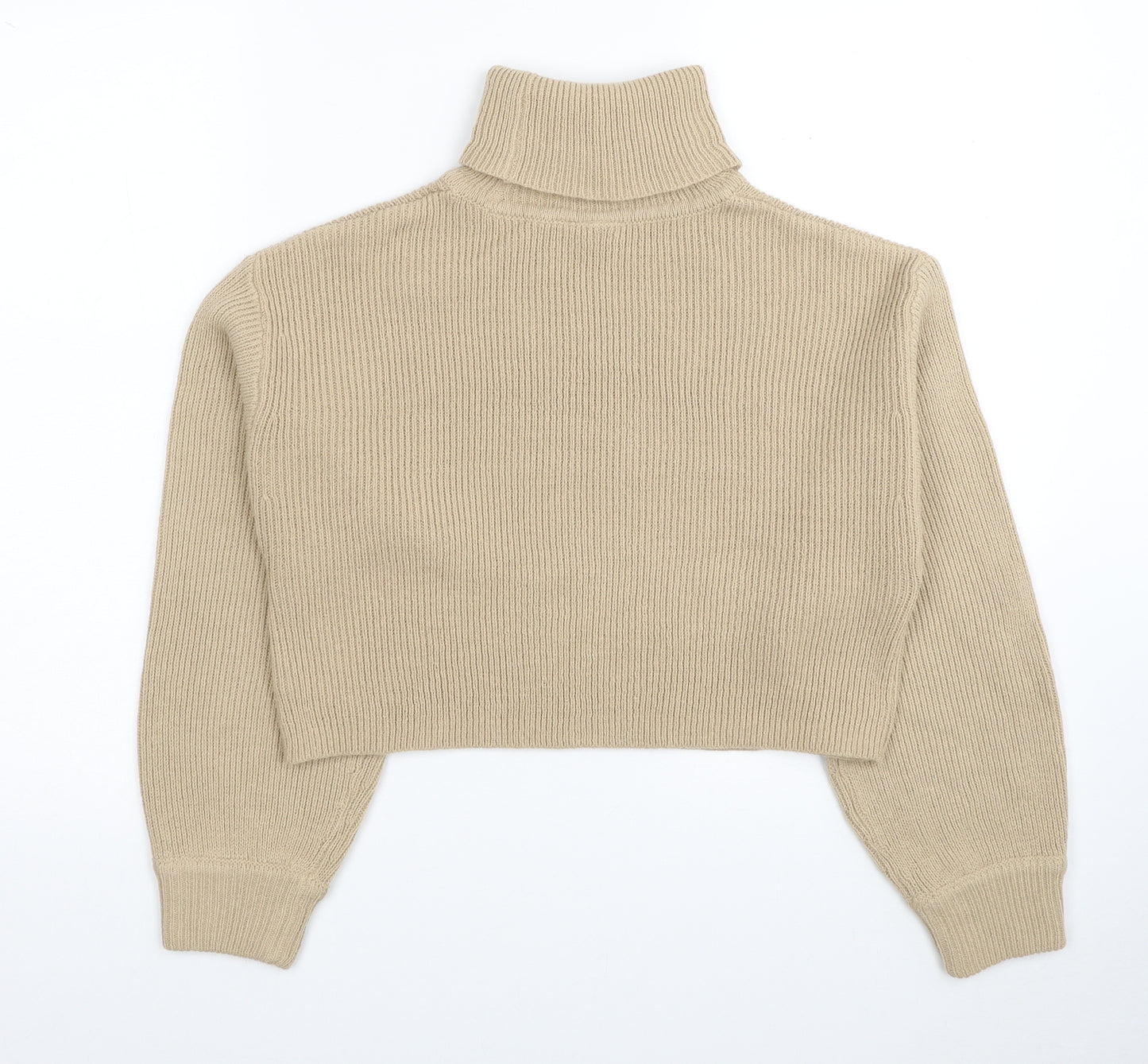 Divided by H&M Womens Beige Roll Neck Acrylic Pullover Jumper Size S - Cropped