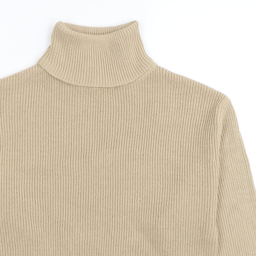 Divided by H&M Womens Beige Roll Neck Acrylic Pullover Jumper Size S - Cropped