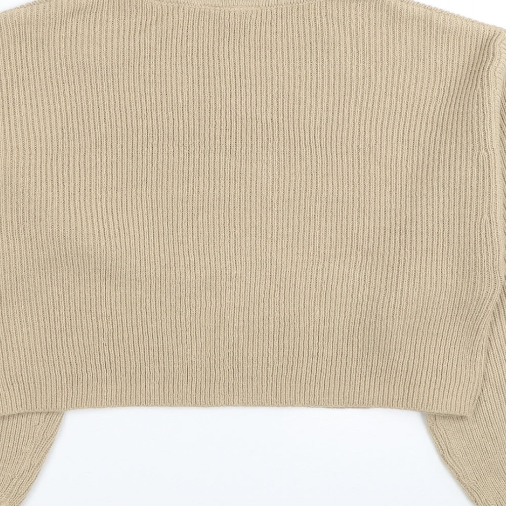 Divided by H&M Womens Beige Roll Neck Acrylic Pullover Jumper Size S - Cropped