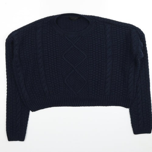 Atmosphere Womens Blue Round Neck Geometric Acrylic Pullover Jumper Size 10 - Size 10-12