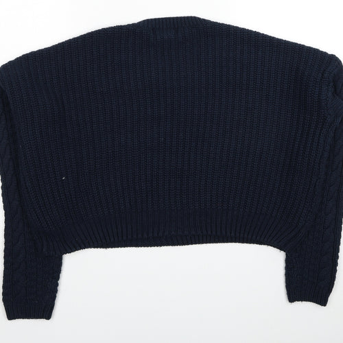Atmosphere Womens Blue Round Neck Geometric Acrylic Pullover Jumper Size 10 - Size 10-12