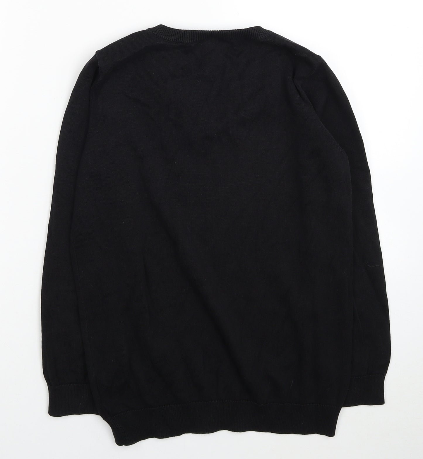 TU Boys Black V-Neck Cotton Pullover Jumper Size 12 Years Pullover