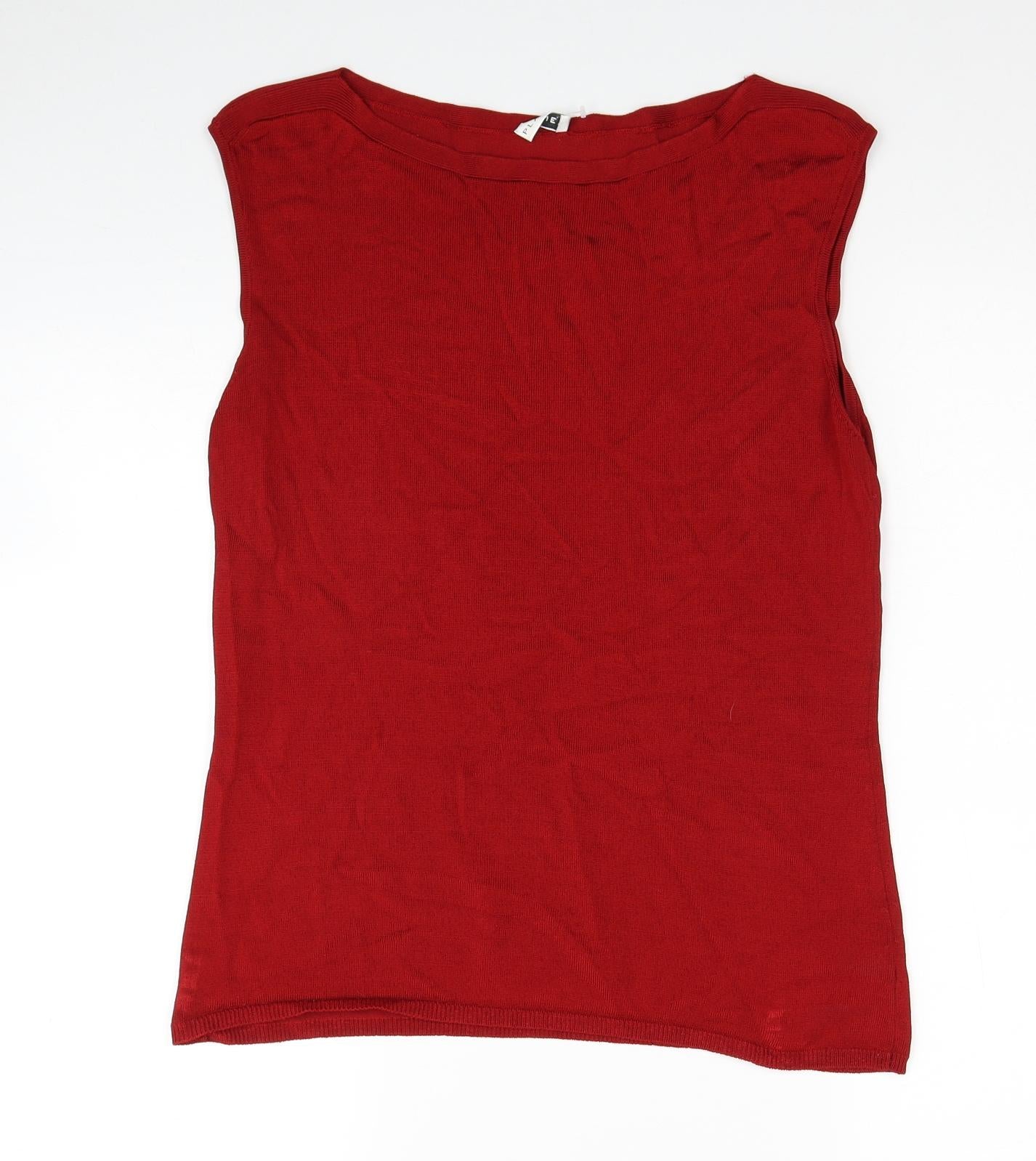 Planet Womens Red Viscose Basic Blouse Size L Round Neck
