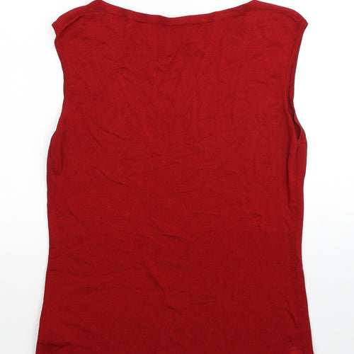 Planet Womens Red Viscose Basic Blouse Size L Round Neck