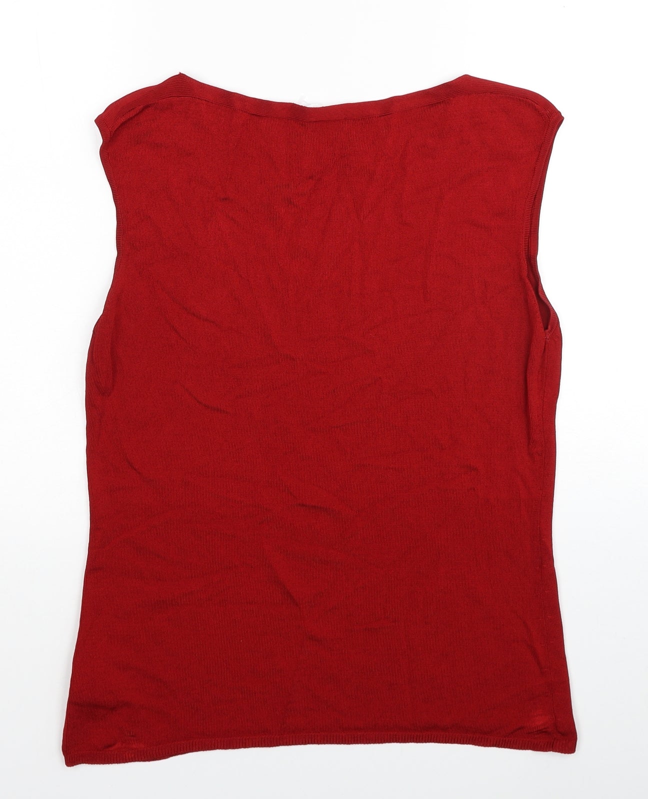 Planet Womens Red Viscose Basic Blouse Size L Round Neck