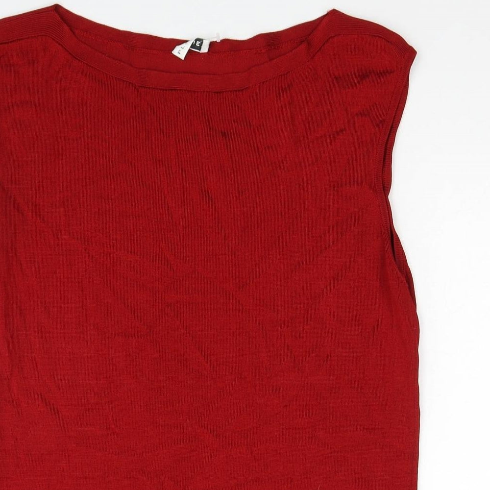 Planet Womens Red Viscose Basic Blouse Size L Round Neck