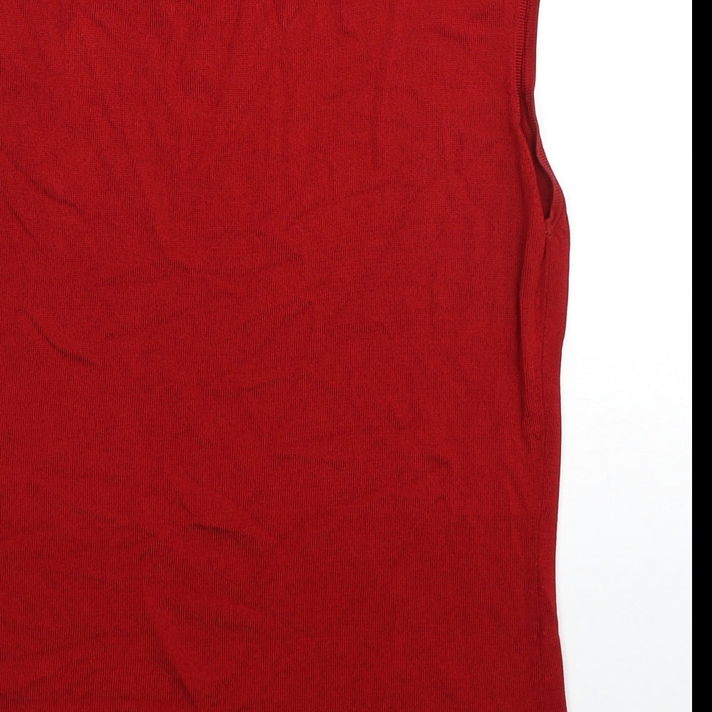 Planet Womens Red Viscose Basic Blouse Size L Round Neck