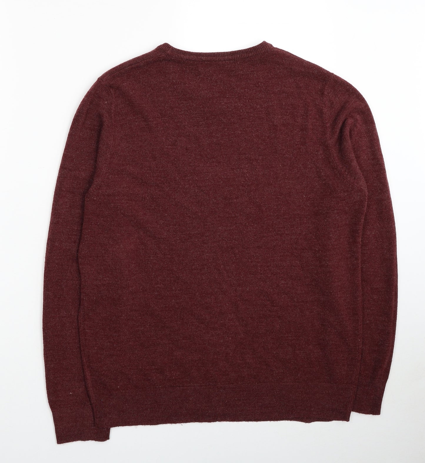 Cedar Wood State Mens Red Round Neck Acrylic Pullover Jumper Size L