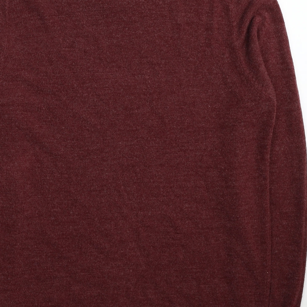 Cedar Wood State Mens Red Round Neck Acrylic Pullover Jumper Size L