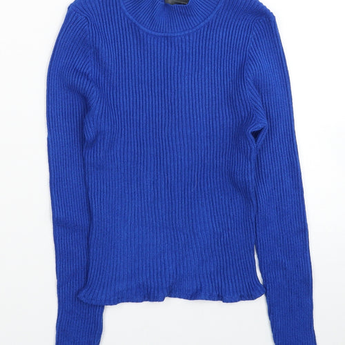 Primark Womens Blue Mock Neck Acrylic Pullover Jumper Size 10 - Size 10-12