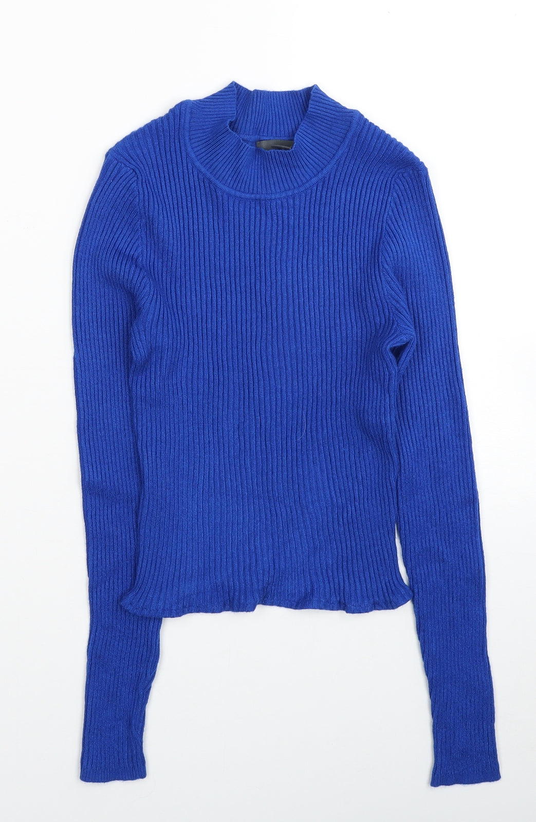Primark Womens Blue Mock Neck Acrylic Pullover Jumper Size 10 - Size 10-12
