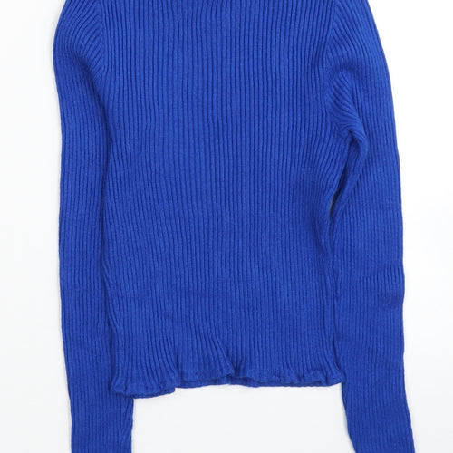 Primark Womens Blue Mock Neck Acrylic Pullover Jumper Size 10 - Size 10-12