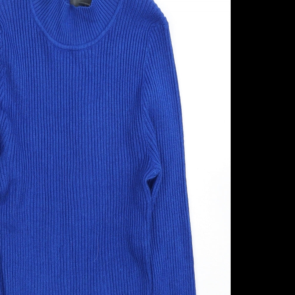 Primark Womens Blue Mock Neck Acrylic Pullover Jumper Size 10 - Size 10-12