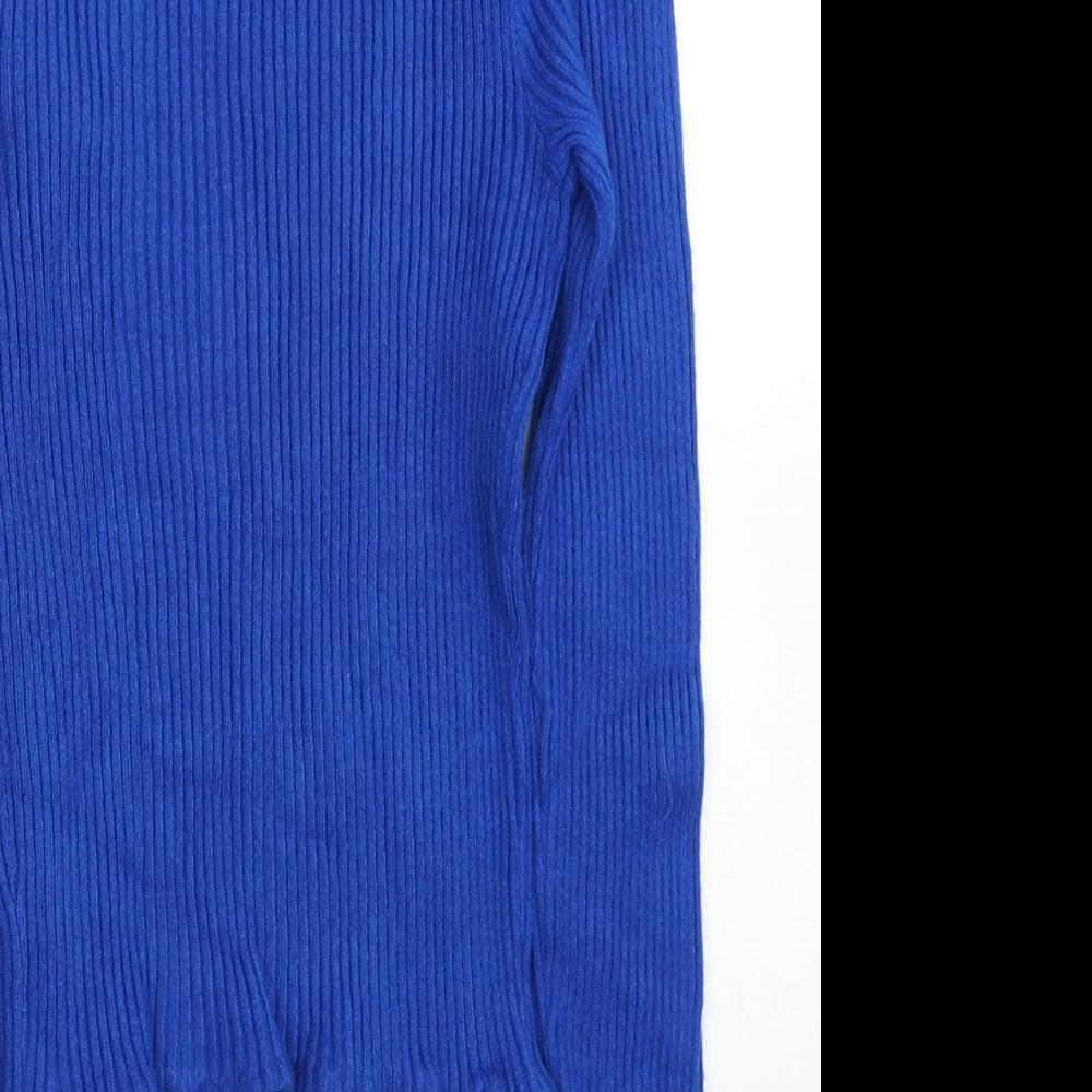 Primark Womens Blue Mock Neck Acrylic Pullover Jumper Size 10 - Size 10-12
