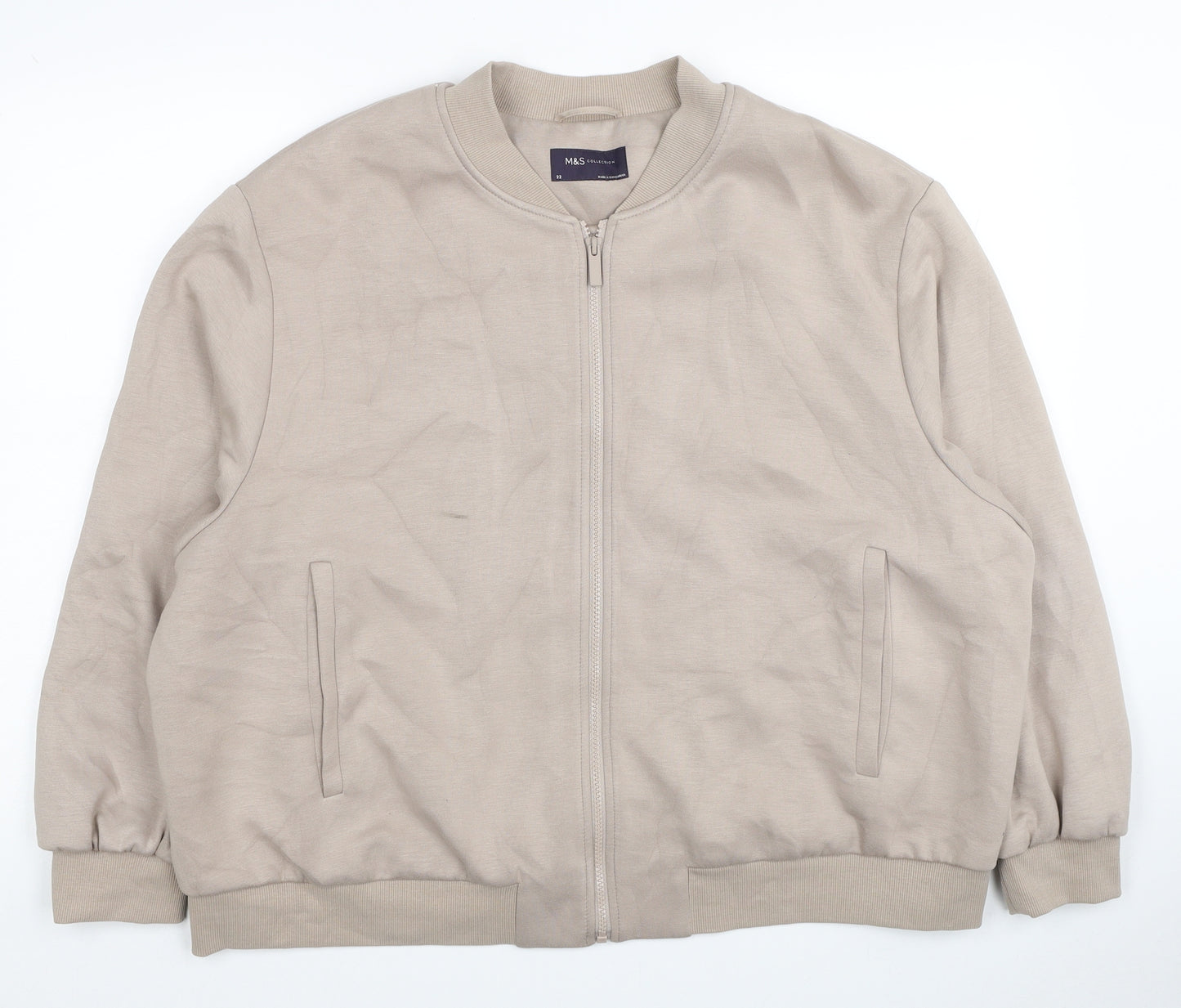 Marks and Spencer Womens Beige Bomber Jacket Jacket Size 22 Zip