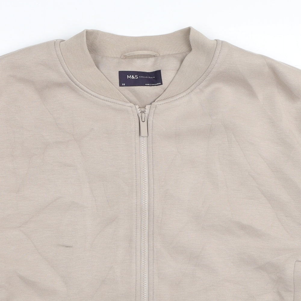 Marks and Spencer Womens Beige Bomber Jacket Jacket Size 22 Zip