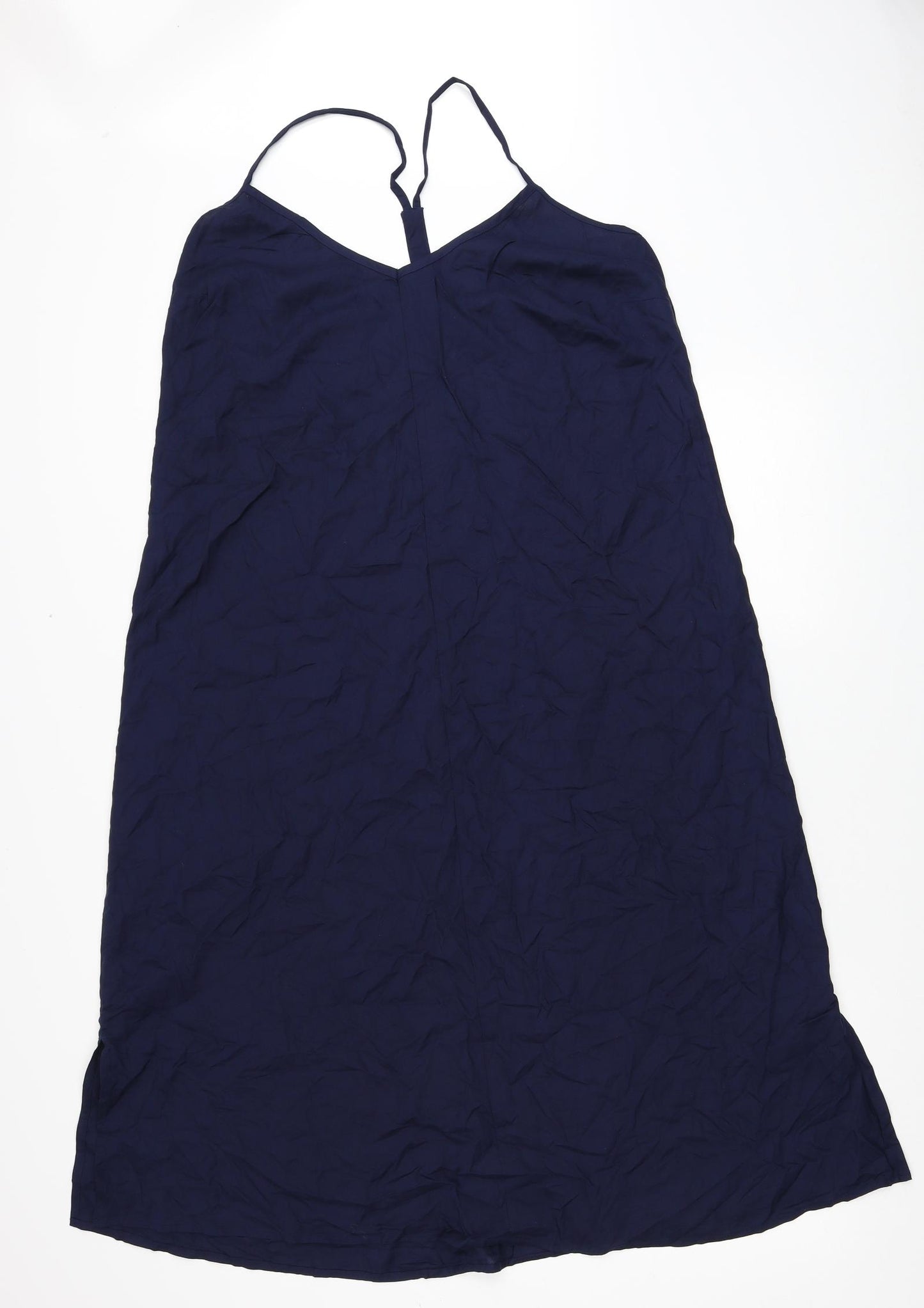 NEXT Womens Blue Viscose Slip Dress Size 16 V-Neck Pullover