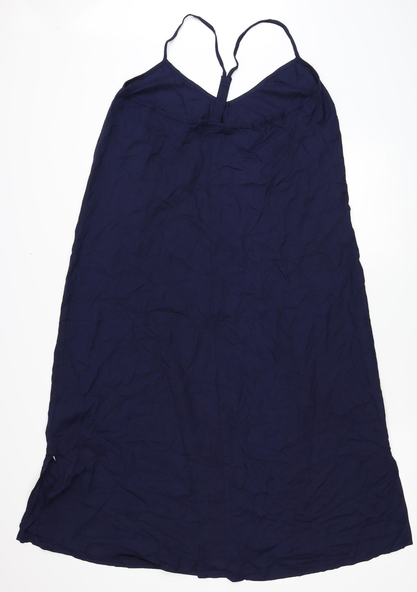 NEXT Womens Blue Viscose Slip Dress Size 16 V-Neck Pullover