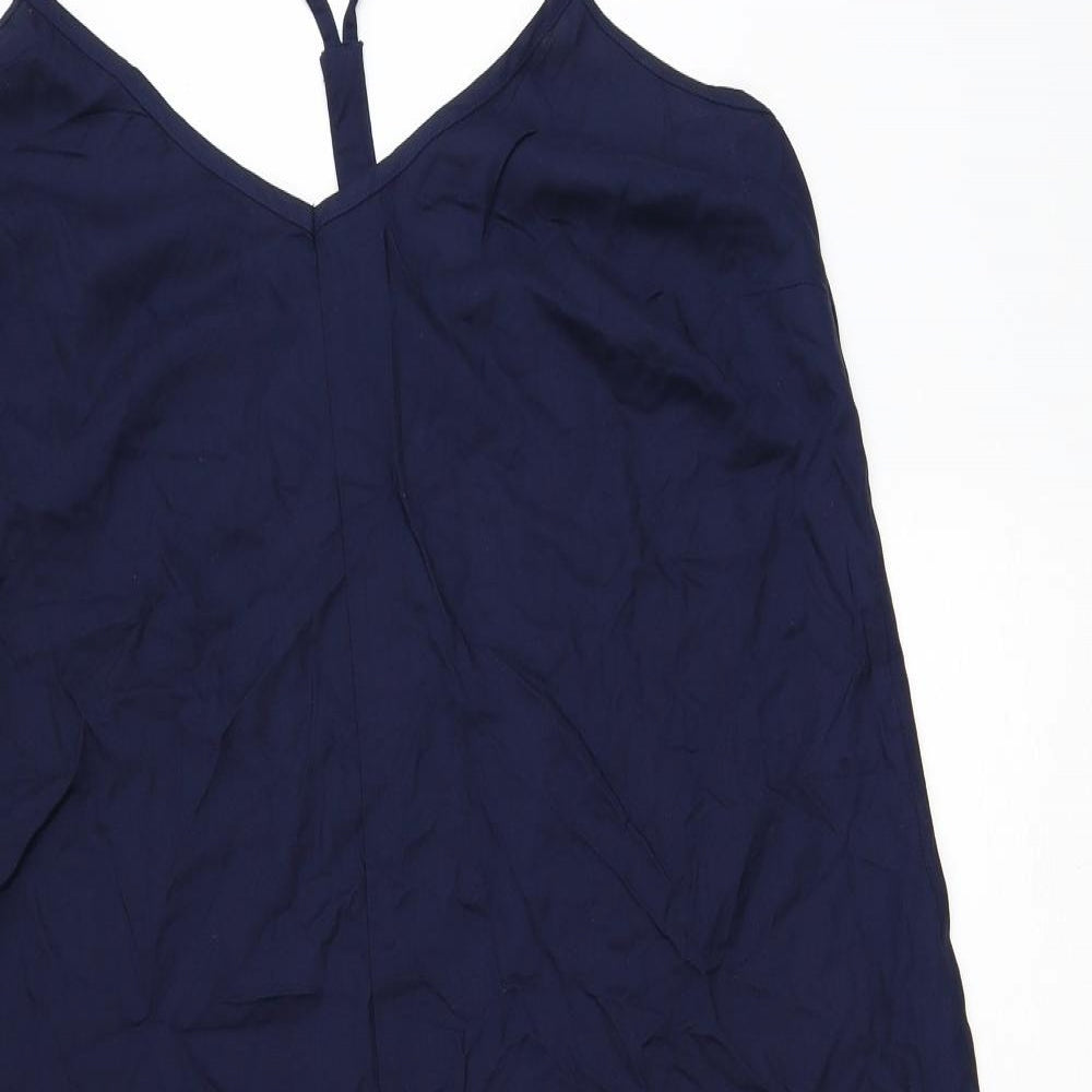 NEXT Womens Blue Viscose Slip Dress Size 16 V-Neck Pullover