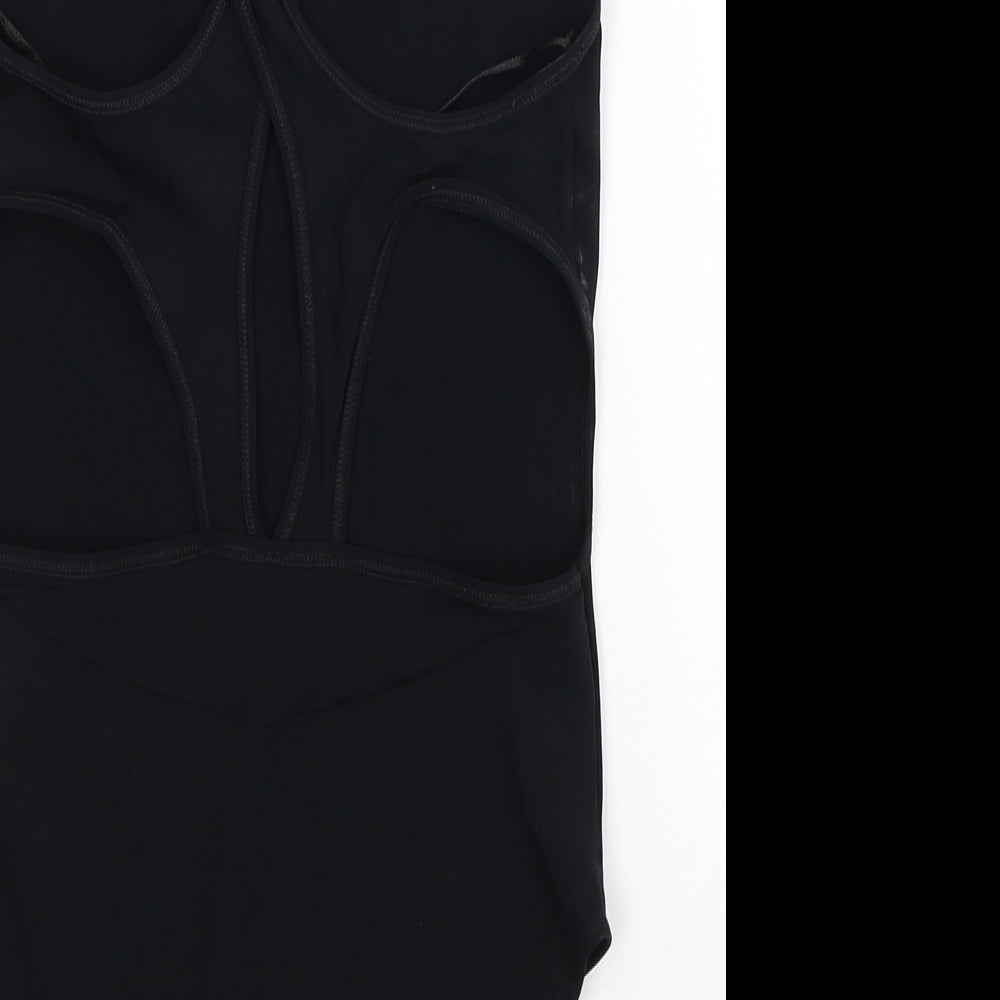 Zara Womens Black Polyamide Bodysuit One-Piece Size M Snap