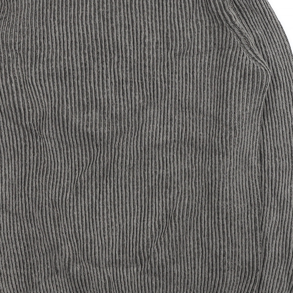 River Island Mens Grey Round Neck Cotton Pullover Jumper Size L - Ribbed