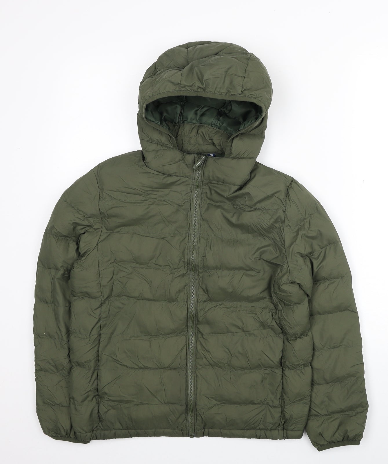 Uniqlo Boys Green Quilted Coat Size 11-12 Years Zip