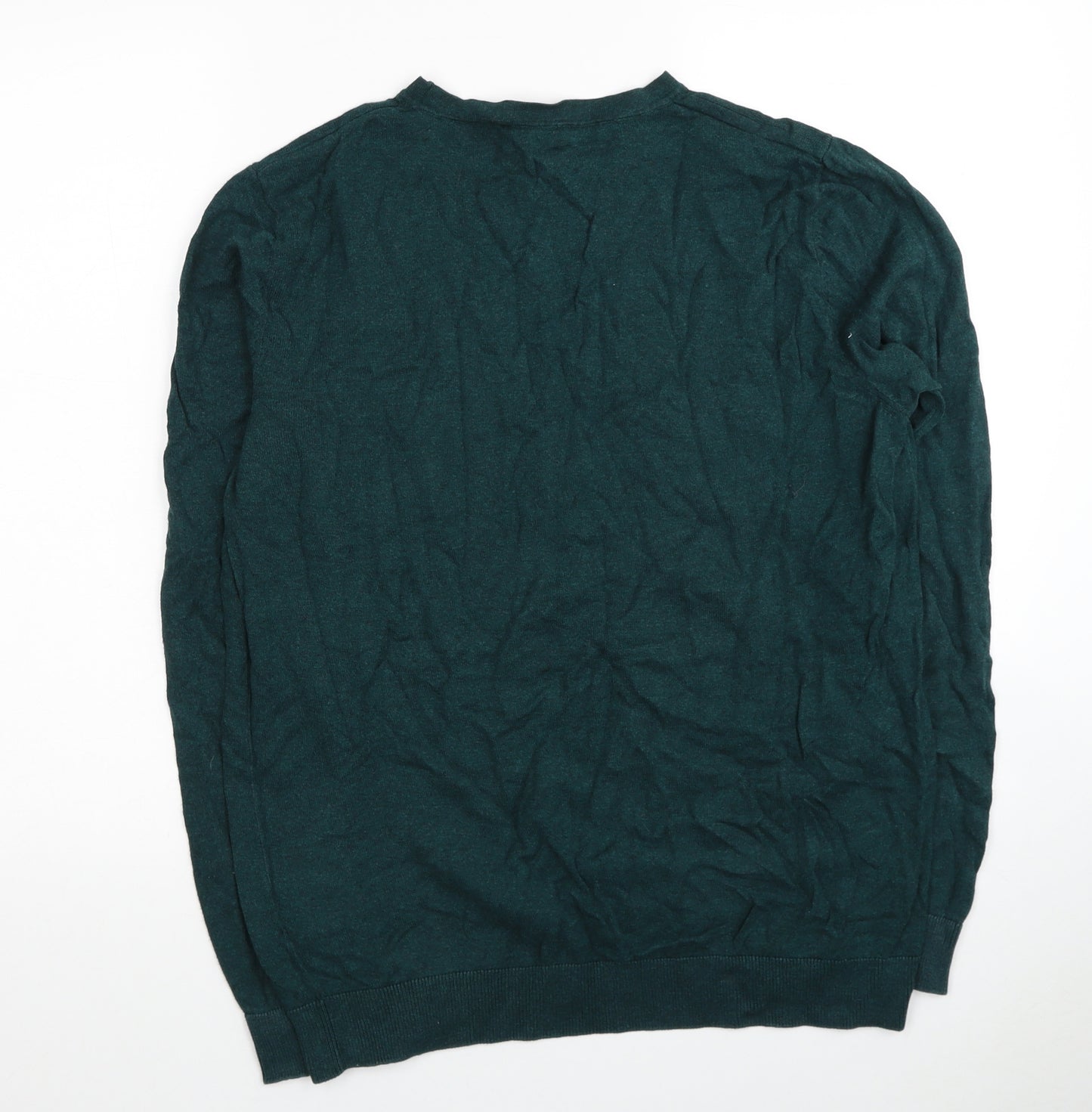 Selected Homme Mens Green Round Neck Cotton Pullover Jumper Size M
