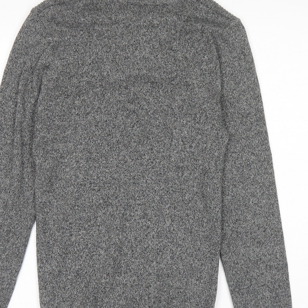 NEXT Mens Grey High Neck Cotton Pullover Jumper Size XS