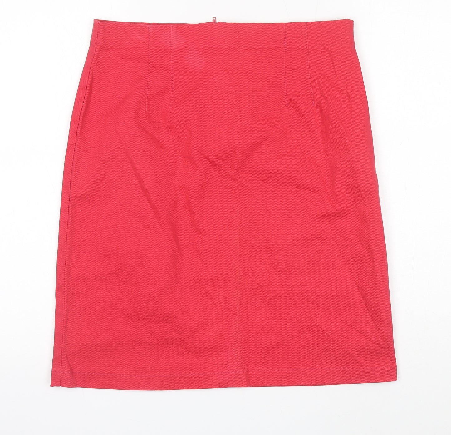 BHS Womens Red Cotton Straight & Pencil Skirt Size 16 Zip