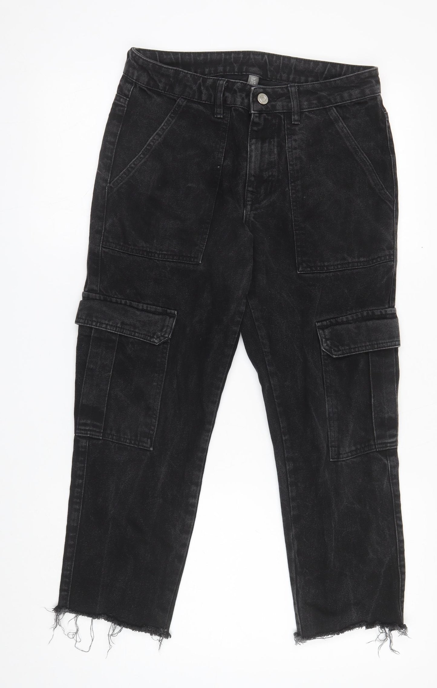 George Mens Black Cotton Straight Jeans Size 30 in L32 in Regular Button
