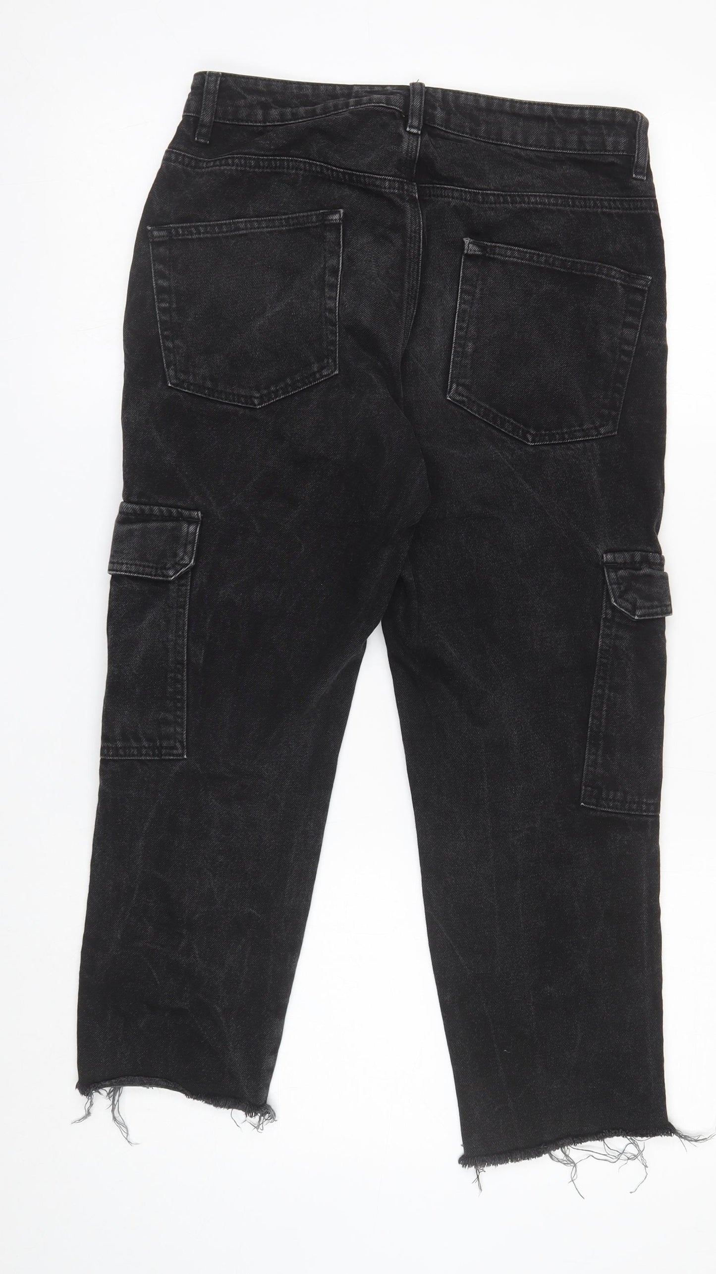 George Mens Black Cotton Straight Jeans Size 30 in L32 in Regular Button