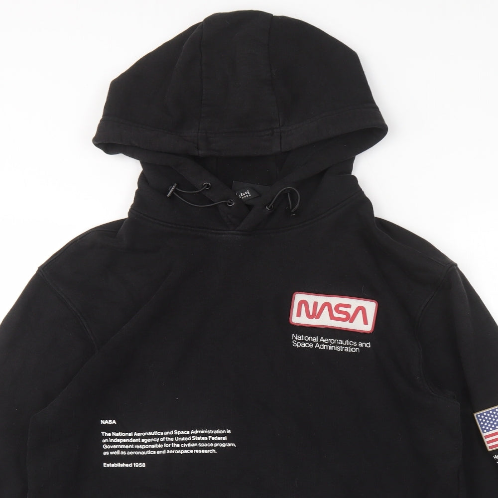 Nasa Mens Black Cotton Pullover Hoodie Size M - NASA