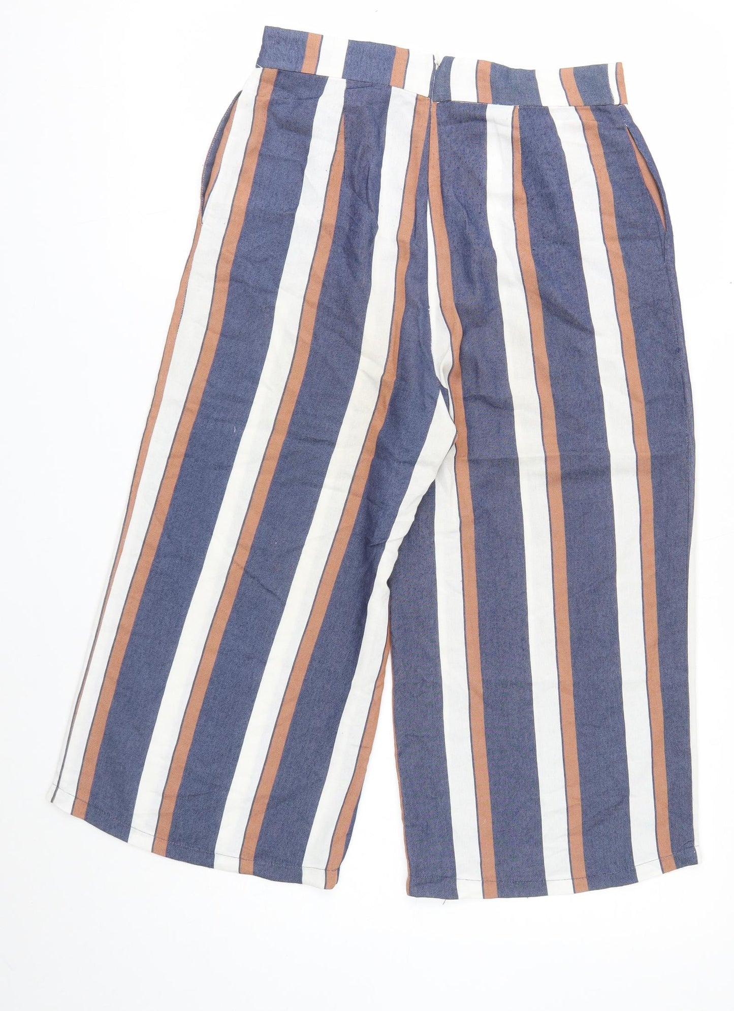 Warehouse Womens Multicoloured Striped Viscose Bermuda Shorts Size 8 Regular Zip