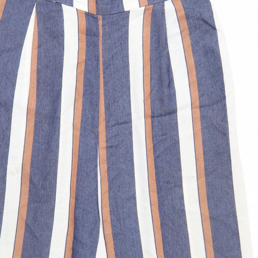 Warehouse Womens Multicoloured Striped Viscose Bermuda Shorts Size 8 Regular Zip