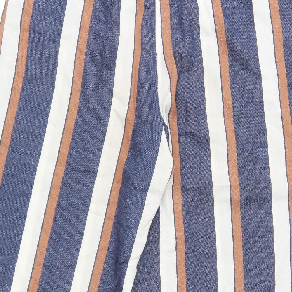 Warehouse Womens Multicoloured Striped Viscose Bermuda Shorts Size 8 Regular Zip