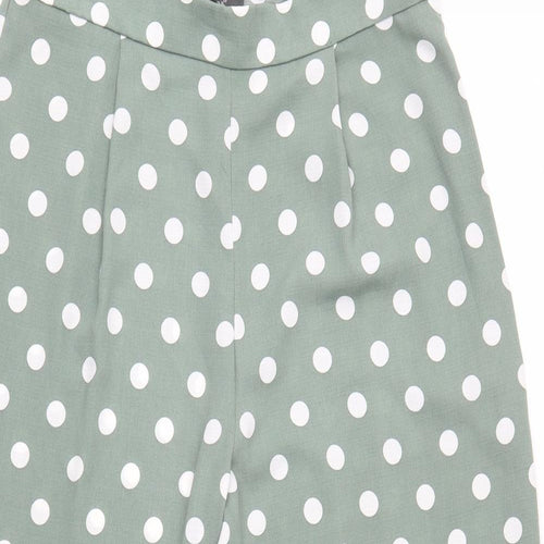 Primark Womens Green Polka Dot Polyester Trousers Size 14 Regular Zip